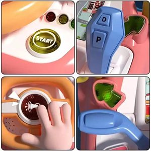 اسباب بازی فرمان ماشین موزیکال صورتی Electric Multifunctional Steering Wheel Toy_اسباب بازی